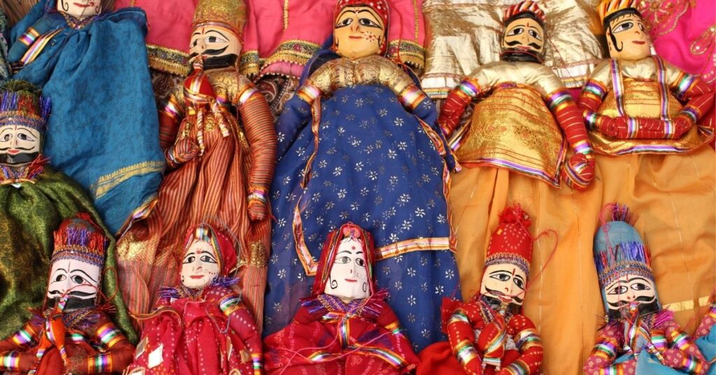 handmade puppets ready for narrating an Indian folktale with moral, for kids